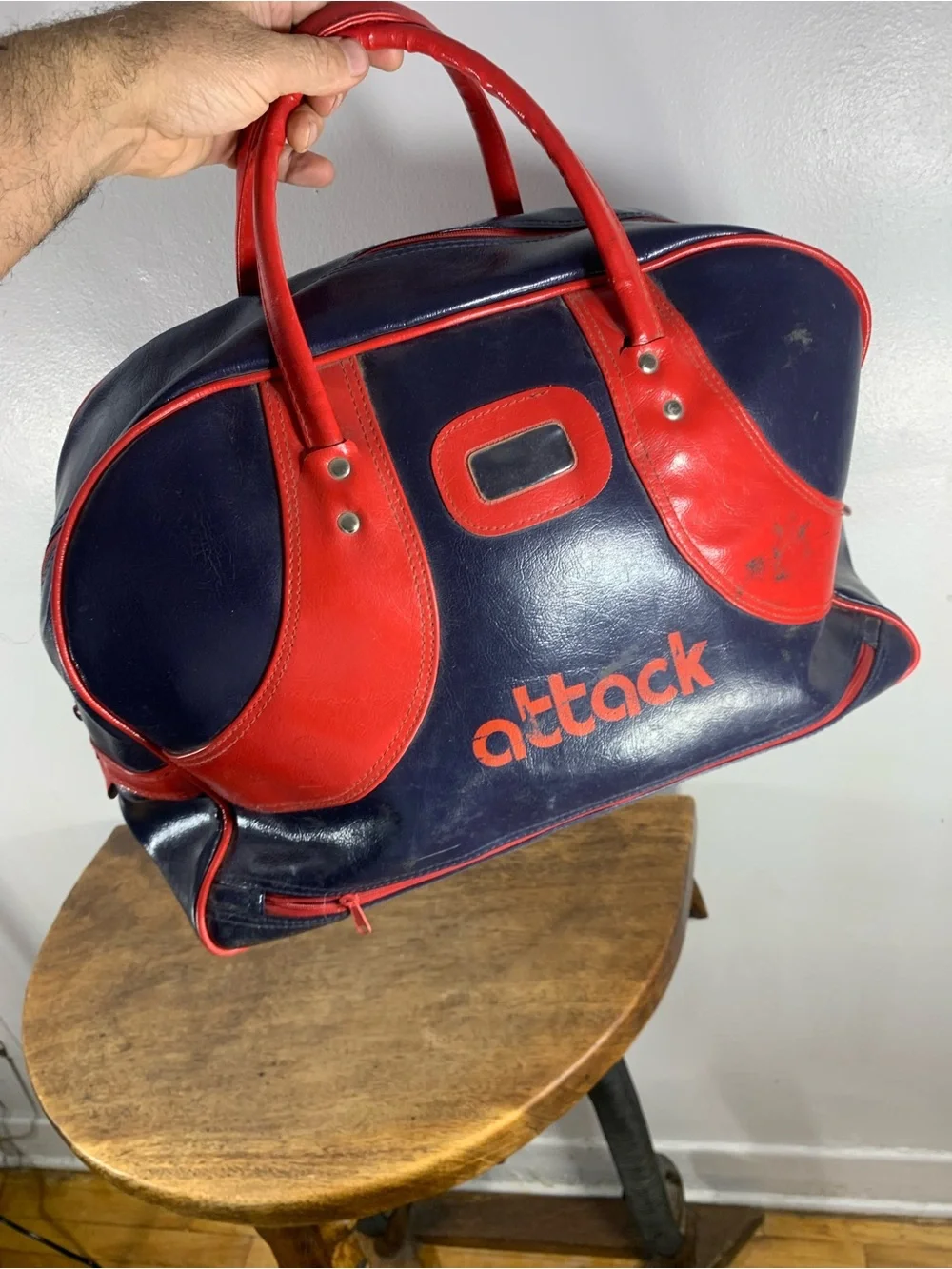 Large Vintage 70s gym soorts bag , weekender bowling duffle bag, unisex - Picture 8 of 13